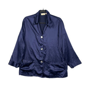 Victoria's Secret Gold Label Vintage Satin Button Up Night Shirt Womens Size S